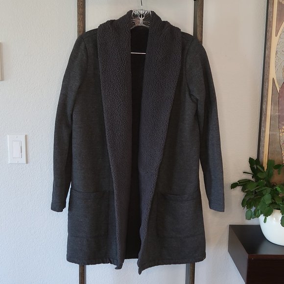 Eddie Bauer Sweaters - 🔥Eddie Bauer Fleece Trench Coat Open Sweater Grey